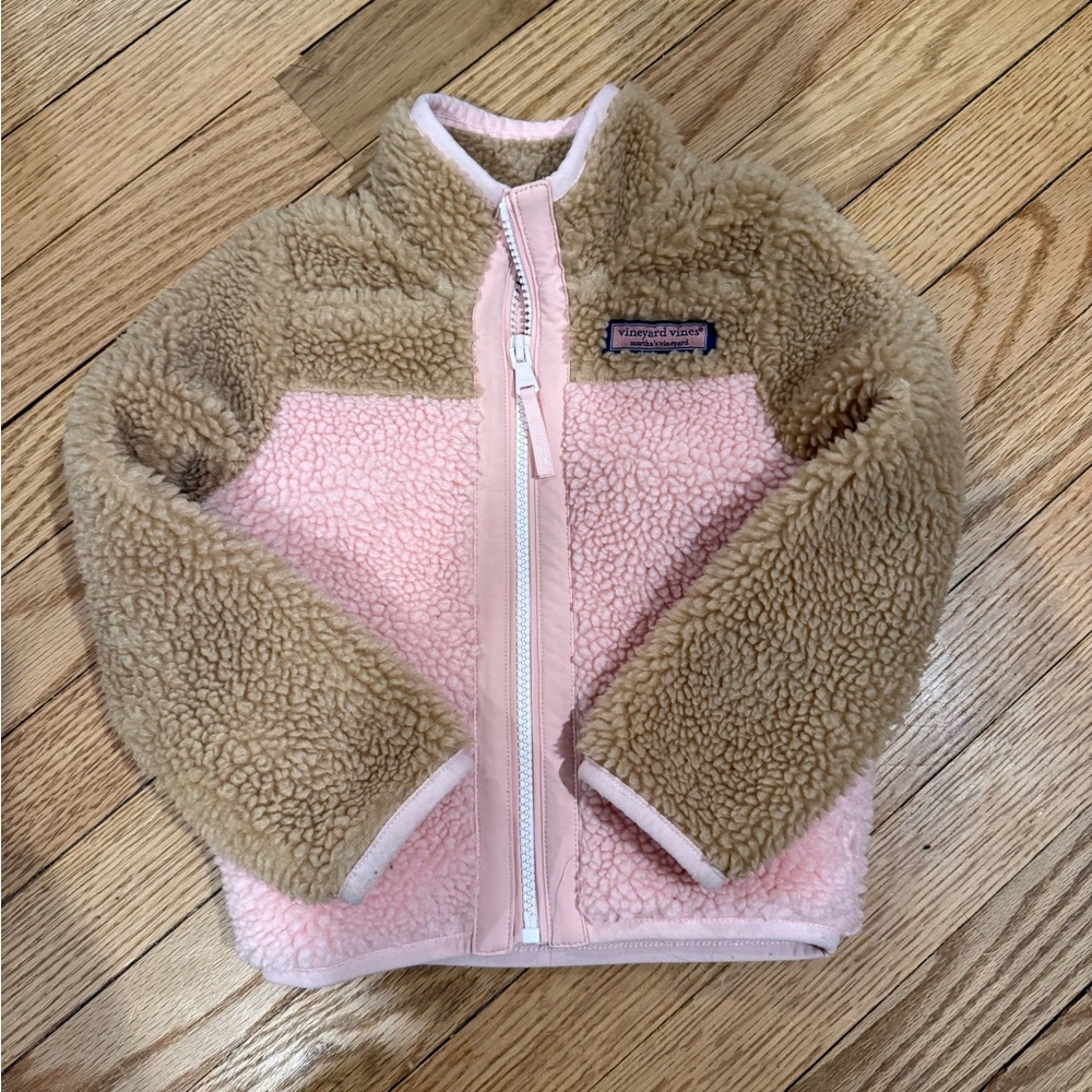 Vineyard Vines Pink and Tan Sherpa Jacket